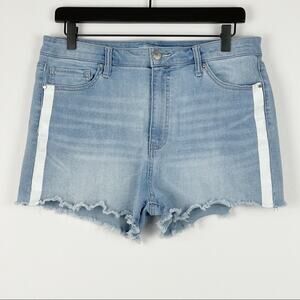 Tinseltown High Rise Blue Denim Jean Shorts White Tuxedo Stripe - 15 / Waist 32